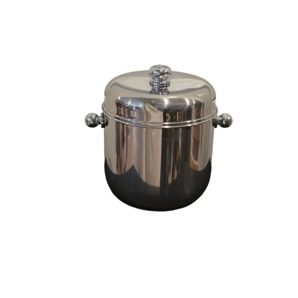 Vintage Godinger Stainless Steel Lidded Ice Bucket, MCM Barware, Sleek Chiller